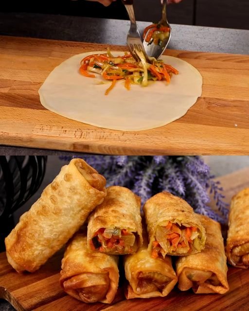 Hausgemachte Gemüse-Frühlingsrollen mit handgemachtem Teig ...